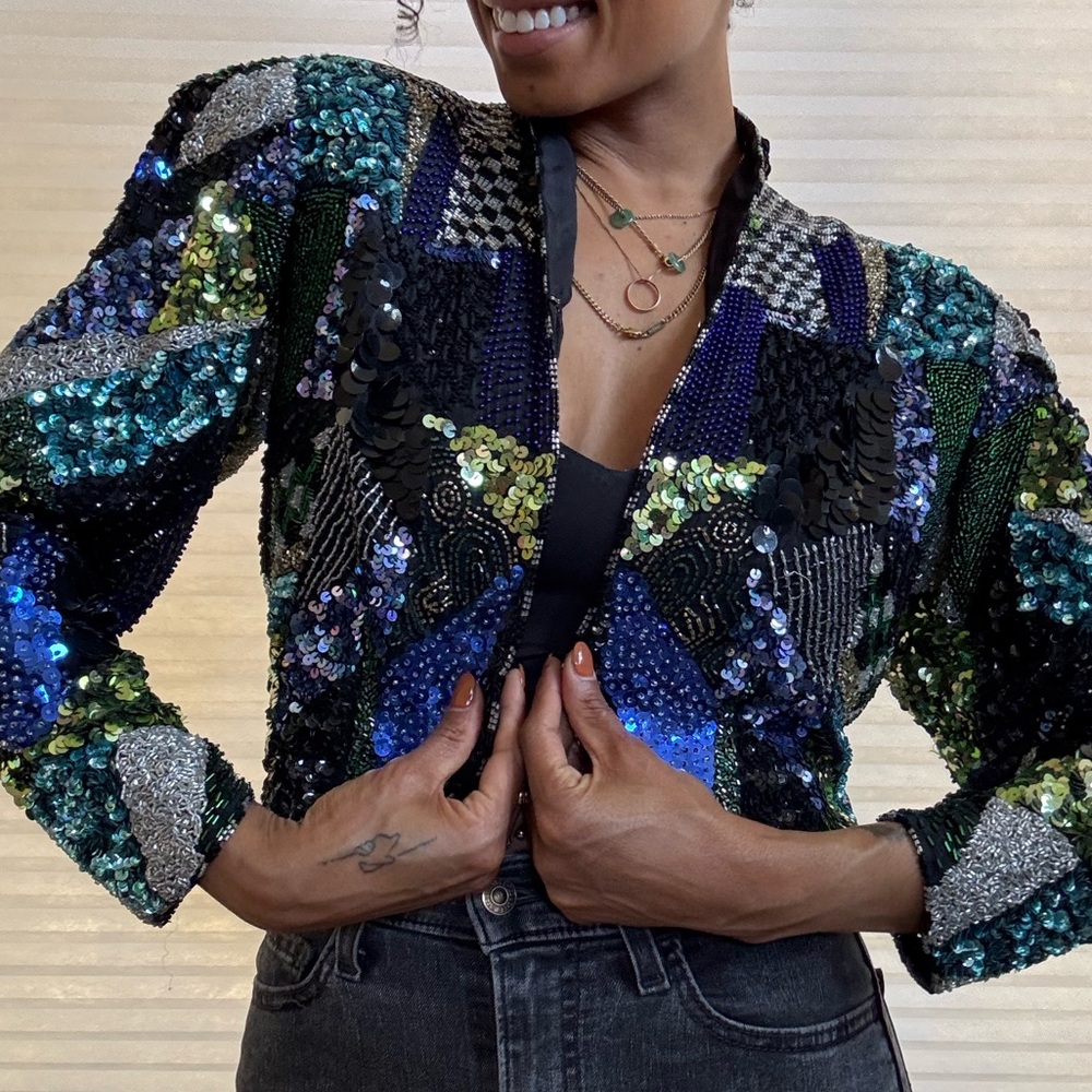 Scala Vintage Sequin Statement Jacket - Picture 12 of 16